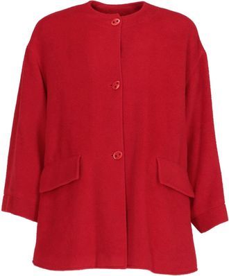 Dior 1980s single-breasted coat - women - Wool/Alpaca/Mohair/Polyamide/Acetate/Cupro - 42 - Red