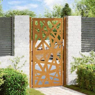 Berkfield Home Garden Gate 105x180 cm Weathering Steel Light Design in Brown