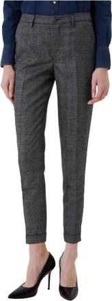 Liu Jo Geruite broek met lurex en cropped fit - Dames - Chinos - Grijs - M - Broeken