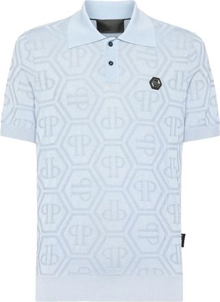 Philipp Plein Polo con monogramma jacquard - Blu