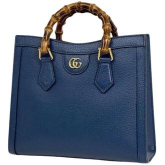 Gucci Pre-owned Vintage Handtas - Dames - Pre-owned - Blauw - Maat: ONE Size Leer
