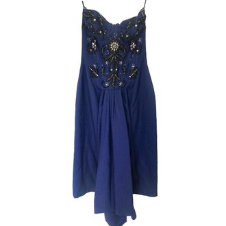Dior Royal Blue Embellished Strapless Gown Size XS