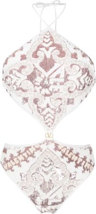 Valentino Garavani Costume intero con paillettes - Bianco
