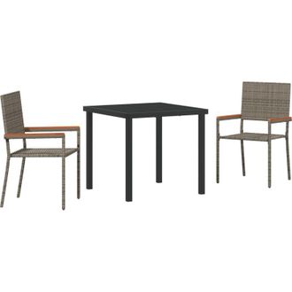 vidaXL Conjunto De Comedor De Jard&iacute;n 3 Pcs Gris Polirat&aacute;n Vidaxl