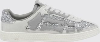 Amiri Low-Top Sneakers in Calfskin and Glitter Mesh with Embroidery