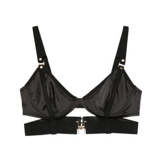 Elisabetta Franchi Sleeveless Tops, female, Black, Size: XL Harness Strap Sleeveless Top