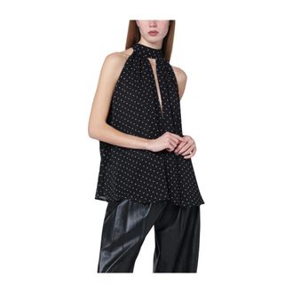 Rotate ROTATE Birger Christensen, Sleeveless Tops, female, Black, Size: M Halterneck Bow Top