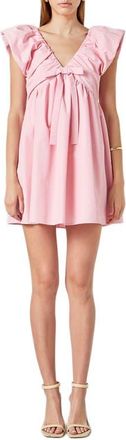 endless rose Bow Detail Minidress in Pink/Pink at Nordstrom, Size X-Small