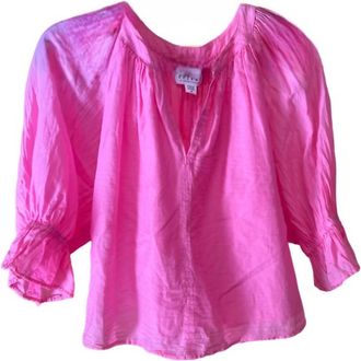 Velvet Marina 3/4 Sleeve Blouse In Pop Pink