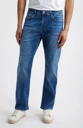Mavi Matt Relaxed Straight Fit Jeans in Dark Brushed Feather Blue at Nordstrom, Size 38 X 32