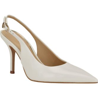 Guess Princelsa Slingback Pointed Toe Pump in White at Nordstrom, Size 6.5