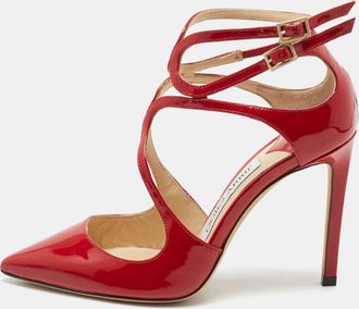 Jimmy Choo London Red Patent Leather Lancer Strappy Pumps