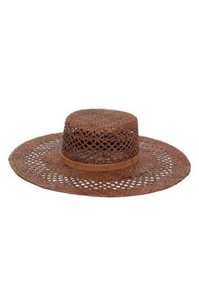 San Diego Hat Company UPF 50+ Raffia Gambler Sun Hat in Brown at Nordstrom Rack