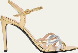 Valentino Garavani 100mm Metallic Leather Ankle-Strap Sandals