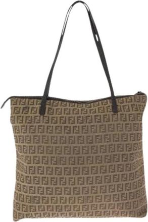 Fendi Pre-owned Tote Bags, female, Brown, Size: ONE SIZE Pre-owned Zucca Canvas Leather 2way Bag