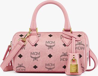 MCM Mini Ella Boston Bag in Visetos in Soft Pink at Nordstrom