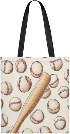 Generic Baseballs And Bats Womens Tote Casual Shopping Bag Lightweight Shoulder Bags Hobos Handbag for Work Travel Daily 35x40cm