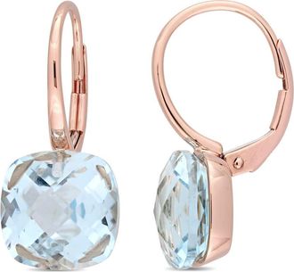 Amour 10 1/2 CT TGW Blue Topaz Leverback Earrings In 14K Rose Gold
