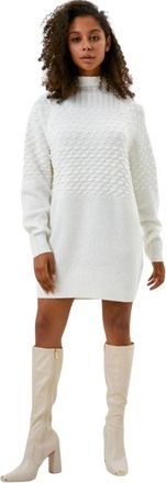 Silvian Heach Gebreide Jurk - Dames - Kleedjes - Wit - M - Polyester - Kleedjes
