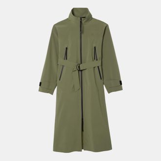 Lacoste lange oversized waterafstotende parka voor dames in kaki