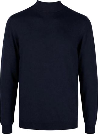 Lardini Superfijne Merinowol Mock Neck Trui - Heren - Coltruien - Blauw - M - Wol - Truien & Vesten