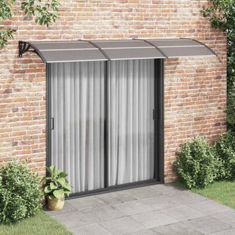 vidaXL Marquesina De Puerta Policarbonato Negro 300x75 Cm Vidaxl