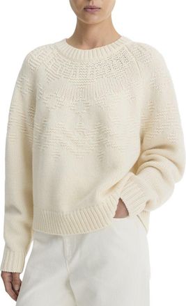 Vince Textured Raglan Fairisle Wool Top