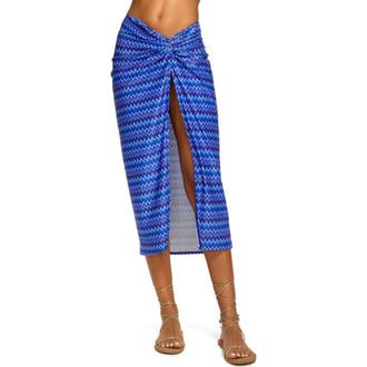 Ramy Brook Wave Xana Metallic Cover-Up Skirt in Ocean Wave at Nordstrom, Size X-Small