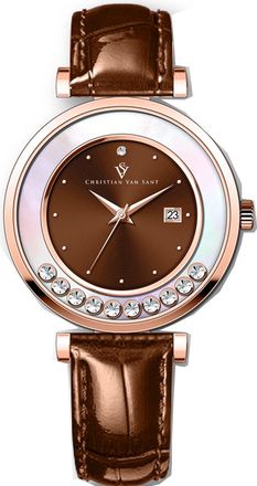 Christian Van Sant Womens Bria Brown Dial Watch