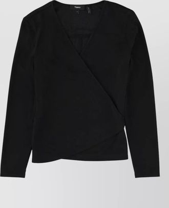 Theory long sleeve knit top tie back wrap
