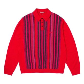 SUPREME SS26 Multi Stripe Polo Sweater Red SUP-SS26-195-RED