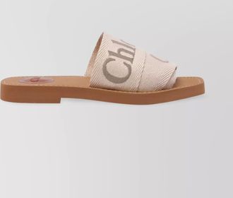 Chlo&eacute; fabric flat sandals leather sole