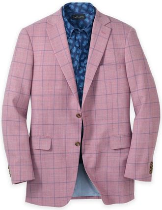 Paul Fredrick Wool Windowpane Single Breasted Notch Lapel Sport Coat