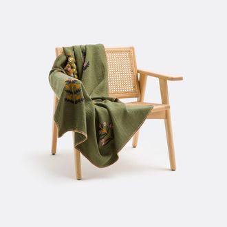 La Redoute Interieurs Geborduurde plaid met bloemmotief, Justin