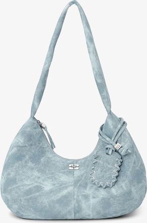 Ganni Blue Bleached Medium Hobo Bag