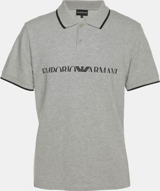 Emporio Armani Grey Jersey Polo T-Shirt