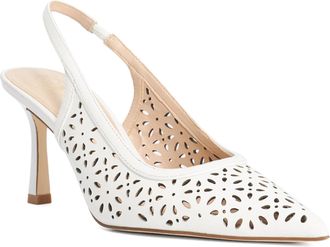 Dune London Womens Ladies Corfu - Laser Cut Leather Sling-Back Heels - White - Size UK 5