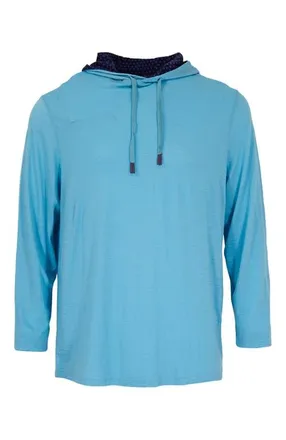 Lords of Harlech Hugo Extra Fine Merino Wool Lightweight Hoodie in Teal at Nordstrom, Size Xx-Large