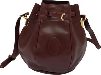 Cartier Must De Cartier Burgundy Leather Shoulder Bag (Pre-Owned)