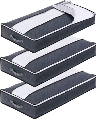 OEM Caja De Almacenamiento Bajo La Cama, Contenedor De Almacenamiento De 3 Piezas De 90 L, Bolsa De Almacenamiento Plegable De Tela No Tejida, Organizador