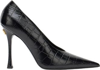 Roberto Cavalli Pomp met krokodillenprint en Monogram RC - Dames - Pumps - Zwart - 39 EU - Leer - Schoenen