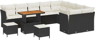 vidaXL Vidaxl - Garden Sofa Set Height-Adjustable 12 pcs Black Poly Rattan