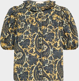 Ulla Johnson Amari Ruffle Short-Sleeve Blouse
