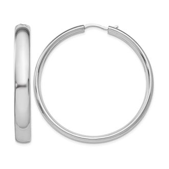 Diamond2Deal Sterling Silver 6x46mm Half Round Tube Hoop Earrings