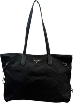 Prada Pre-owned Tote Bags, female, Black, Size: ONE SIZE Pre-owned Nylon Tote Bag