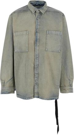 Rick Owens Denimjas met trekkoord in de taille - Heren - Spijkeroverhemden - Blauw - L - Denim - Overhemden