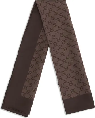 Gucci Womens Gg Silk Twill Jacquard Scarf Dark Brown-D. Brown Brown/d. Scarfs