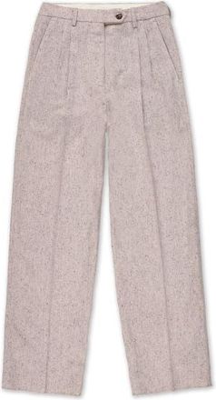 Fortela High-Waisted Pleated Wool Trousers in Ecru at Nordstrom, Size 42 32 Eu