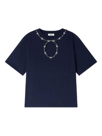 Sandro Strass opengewerkte T-shirt - Blauw