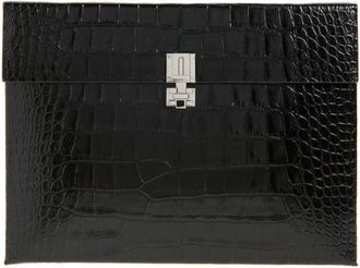 Tom Ford Croc Embossed Patent Leather Clutch in 1N001 Black at Nordstrom